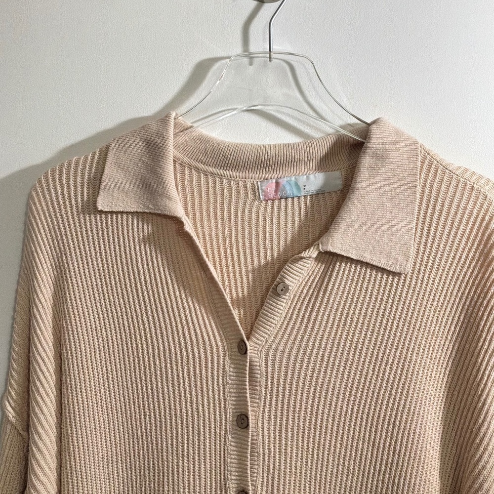 Free People FP Beach Picnic Sweater Romper Linen Cotton in Natural Size Small - Picture 6 of 9